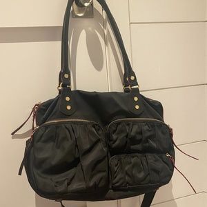 MZ Wallace Black Shoulder Bag with Gold Accents